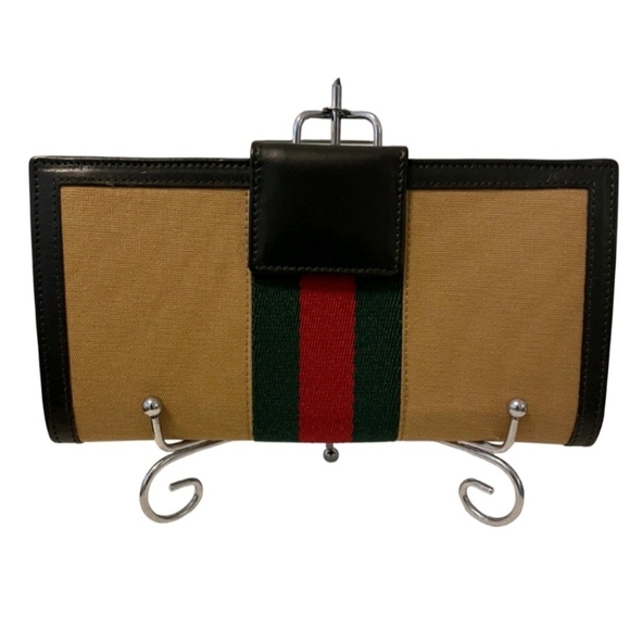 Gucci Vintage Sherry Web Bi-Fold Long Wallet - Excellent Condition - Picture 2 of 8